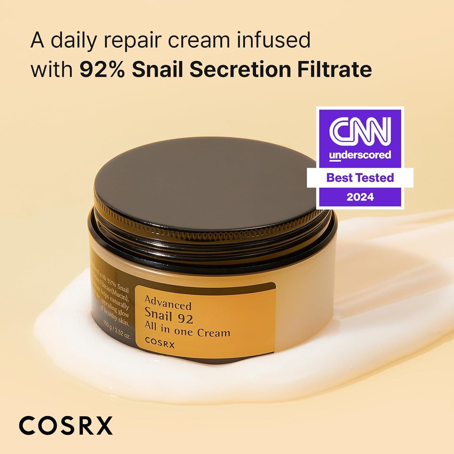 Advanced Snail 92 All in One Cream Korean Snail Mucin Face Cream & Gel Moisturiser for Dry Sensitive and anti Aging Skin, Daily Soothing and Moisturising Cream, Korean Skincare 100G