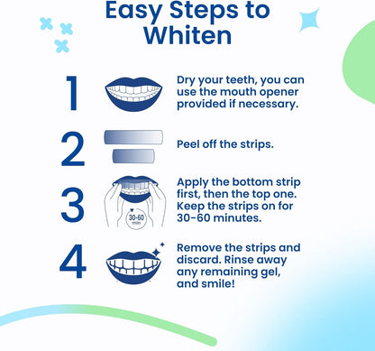 DRDENT Professional Teeth Whitening Strips 21 Treatments - Safe for Enamel - Non Sensitive Teeth Whitening - Whitening without Any Harm - Pack of 42 Strips + Mouth Opener Included