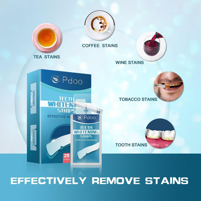 Teeth Whitening Strip - Whitening Strips for Sensitive People, Fast Remove Smoking, Coffee, Wine Stains, Teeth Brightening Kit Pack of 28 Non-Slip Strips