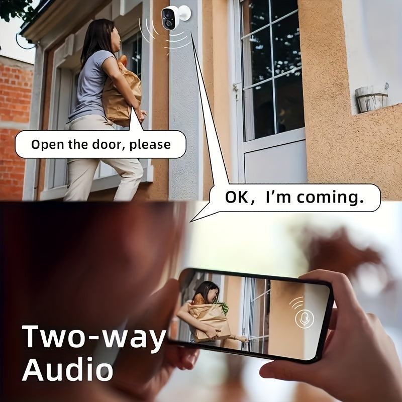Outdoor Wireless Security Camera, 3MP 1296P Resolution, 5000mAh Battery Powered CCTV Camera for Home Security, Cloud/SD(up to 256G), 3 days of free cloud storage, AI Motion Detection, Spotlight, Color Night Vision, WiFi, Two-