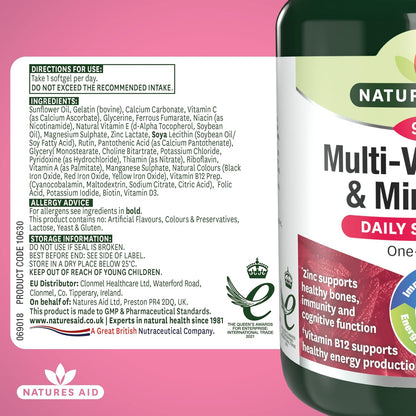 Multivitamins & Minerals with Iron – High Strength One-A-Day Multi-Vitamin Formula – Supports Energy, Immunity & Bone Health – Non-Gmo, Gluten-Free – 90 Easy-Swallow Softgel Capsules