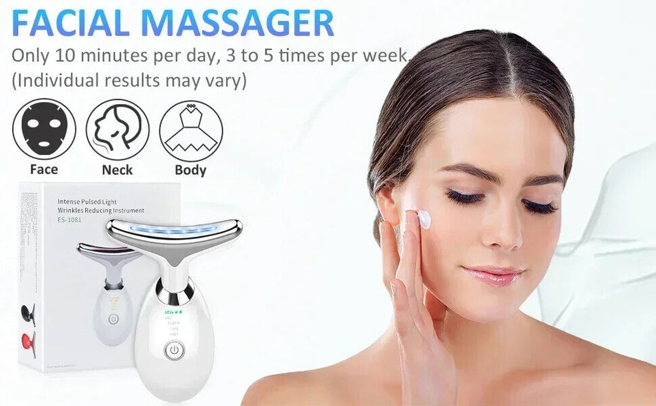 7 Colours Neck Face Lifting Massager Skin Tighten Device LED anti Wrinkle Beauty