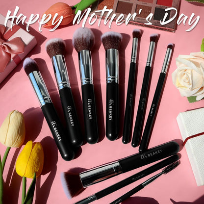 Diversity Make up Brushes 12Pcs Makeup Kit, Premium Synthetic Kabuki Foundation Face Powder Concealers Eyeshadow Blush Brushes Make up Brushes Set, with 2Pcs Blender Sponges (Black/Silver)