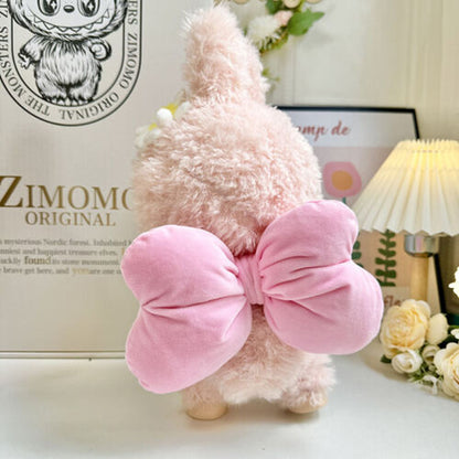 POP MART the Monsters Labubu 38CM Plush Doll Diy Big Pink Bow + Hair Clip No Toy