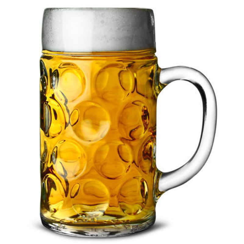 German Beer Stein Glass 1L Dimpled Mug Tankard Drink Pint Cider Bar Pub