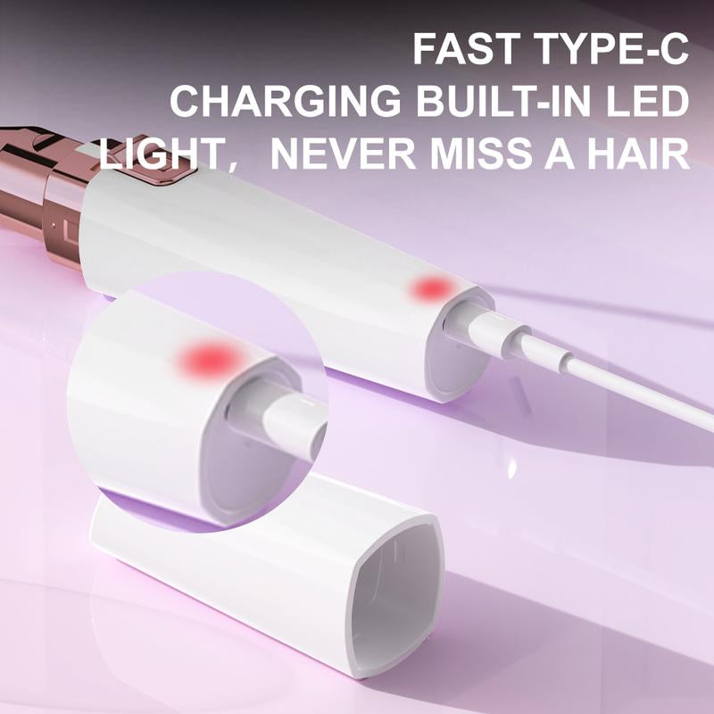 2-In-1 Facial Hair Remover & Eyebrow Trimmer with LED Light – Rechargeable, Flawless Brows & Smooth Skin On-The-Go! Portable & Gentle for Sensitive Skin! #Beauty Tool #Grooming Essentials