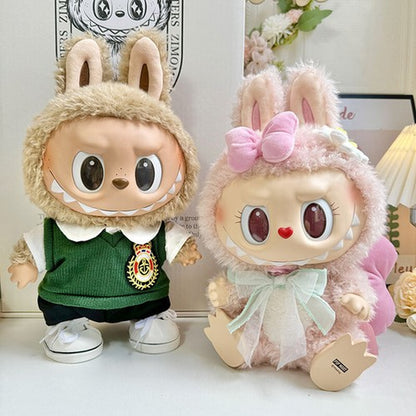 POP MART the Monsters Labubu 38CM Plush Doll Diy Big Pink Bow + Hair Clip No Toy