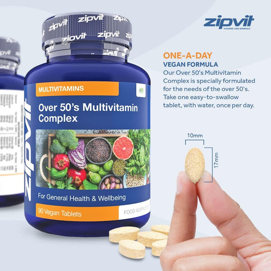 Multivitamin Advanced 50 plus Active Formula for Women & Men - 90 Vegan Tablets. Supports Bone Health and Your Immune System. UK Supplier. 3 Months Supply