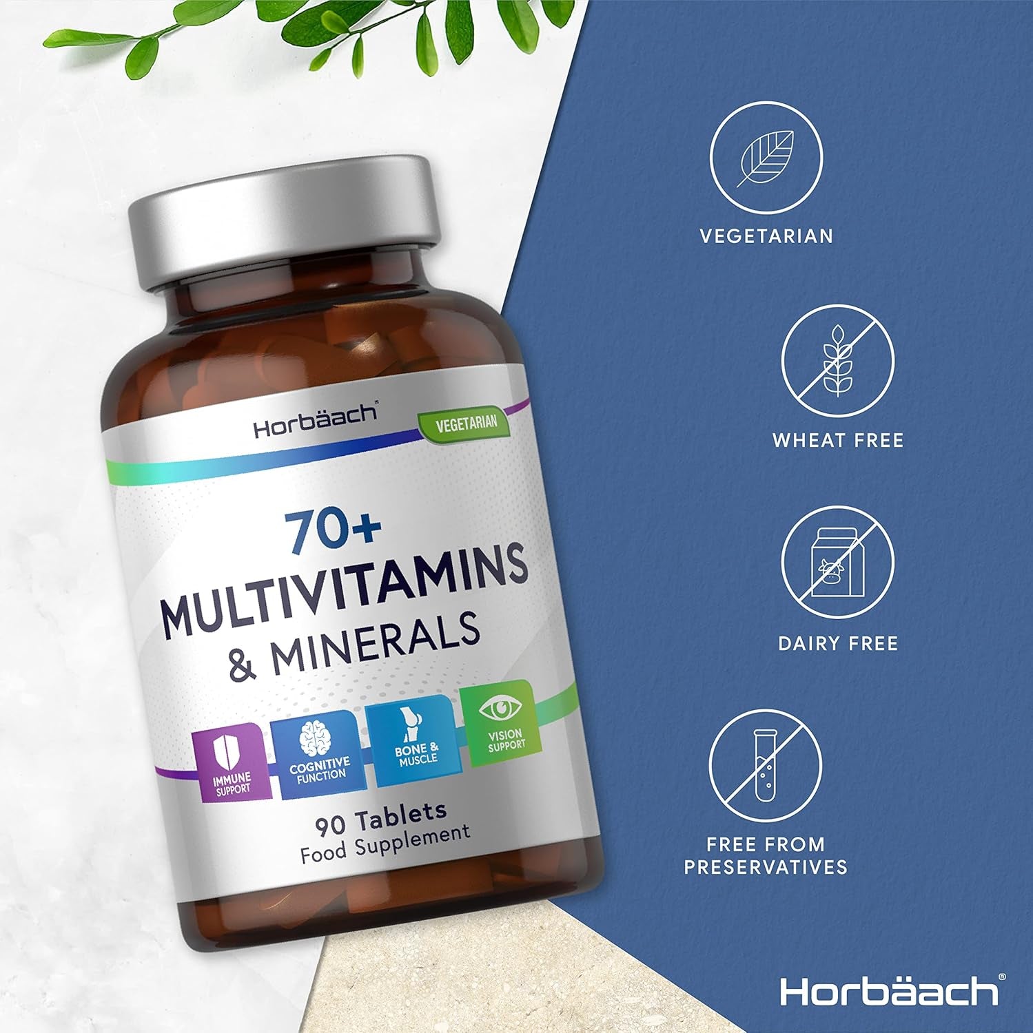 Multivitamin Tablets for Men and Women 70 plus | 90 Count | with 32 Essential Vitamin and Minerals for 70+ | Suitable for Vegetarians | by