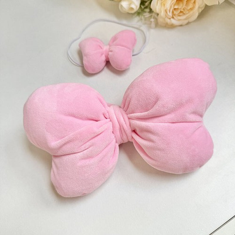 POP MART the Monsters Labubu 38CM Plush Doll Diy Big Pink Bow + Hair Clip No Toy