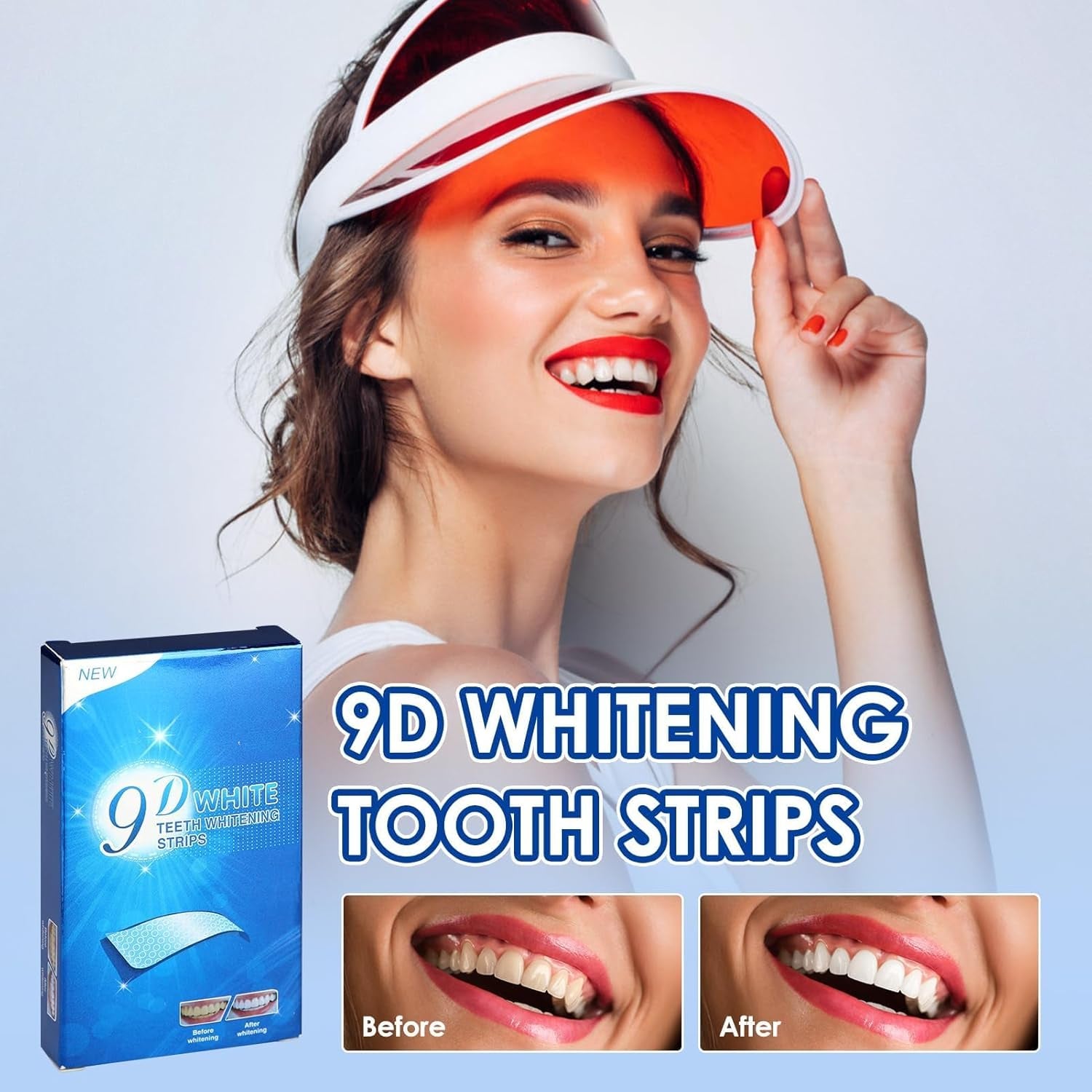 9D Teeth Whitening Strips, 28Pcs Premium Safe Non Sensitive Tooth Whitening Kits, 14 Set Peroxide Free Reduced Sensitivity Effective Mild Teeth Whitening Strips for Removing Coffee Smoking Tea Stains