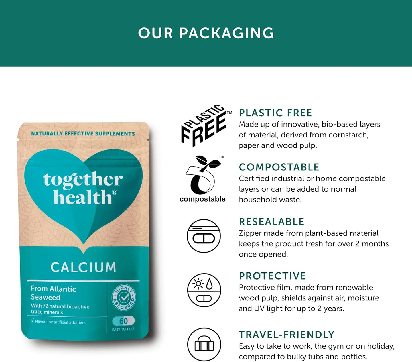Calcium –  Health – Seaweed-Based Calcium – 72 Trace Minerals – Vegan Friendly – Made in the UK – 60 Vegecaps
