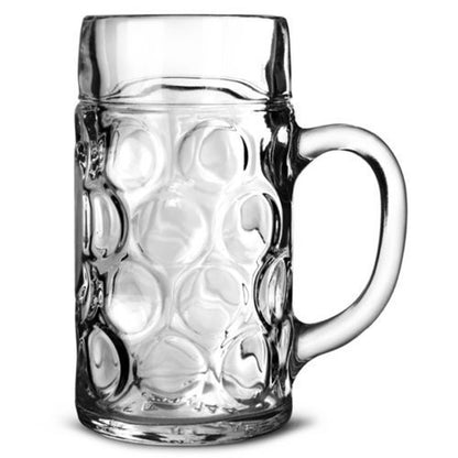 German Beer Stein Glass 1L Dimpled Mug Tankard Drink Pint Cider Bar Pub