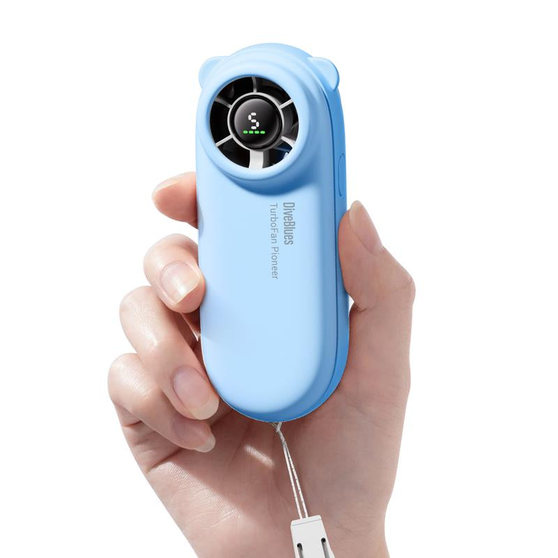 Turbobear Mini Handheld Fan- Turbo Power High Speed Air, Ultra-Light Portable Hand Fans, 5 Gear Cooling, Rechargeable Battery Powered, Pocket Cute Small Fan Travel Essentials Gifts Women