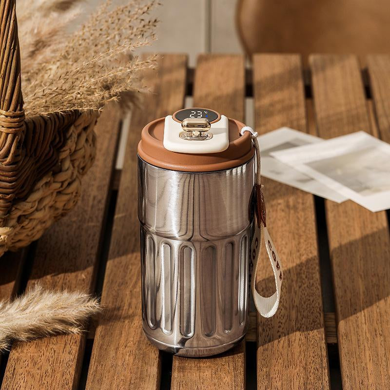 316 Stainless Steel Travel Mug with Temperature Indicator, Perfect for All Seasons, Ideal Gift for Camping, School, Traveling