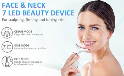 7 Colours Neck Face Lifting Massager Skin Tighten Device LED anti Wrinkle Beauty