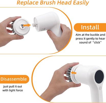 Electric Spin Scrubber,Rechargeable Cordless Electric Cleaning Brush with 5 Replaceable Brush Heads,2 Speeds Led Display & IPX7 Waterproof for Kitchen Bathroom Window Wall Tile