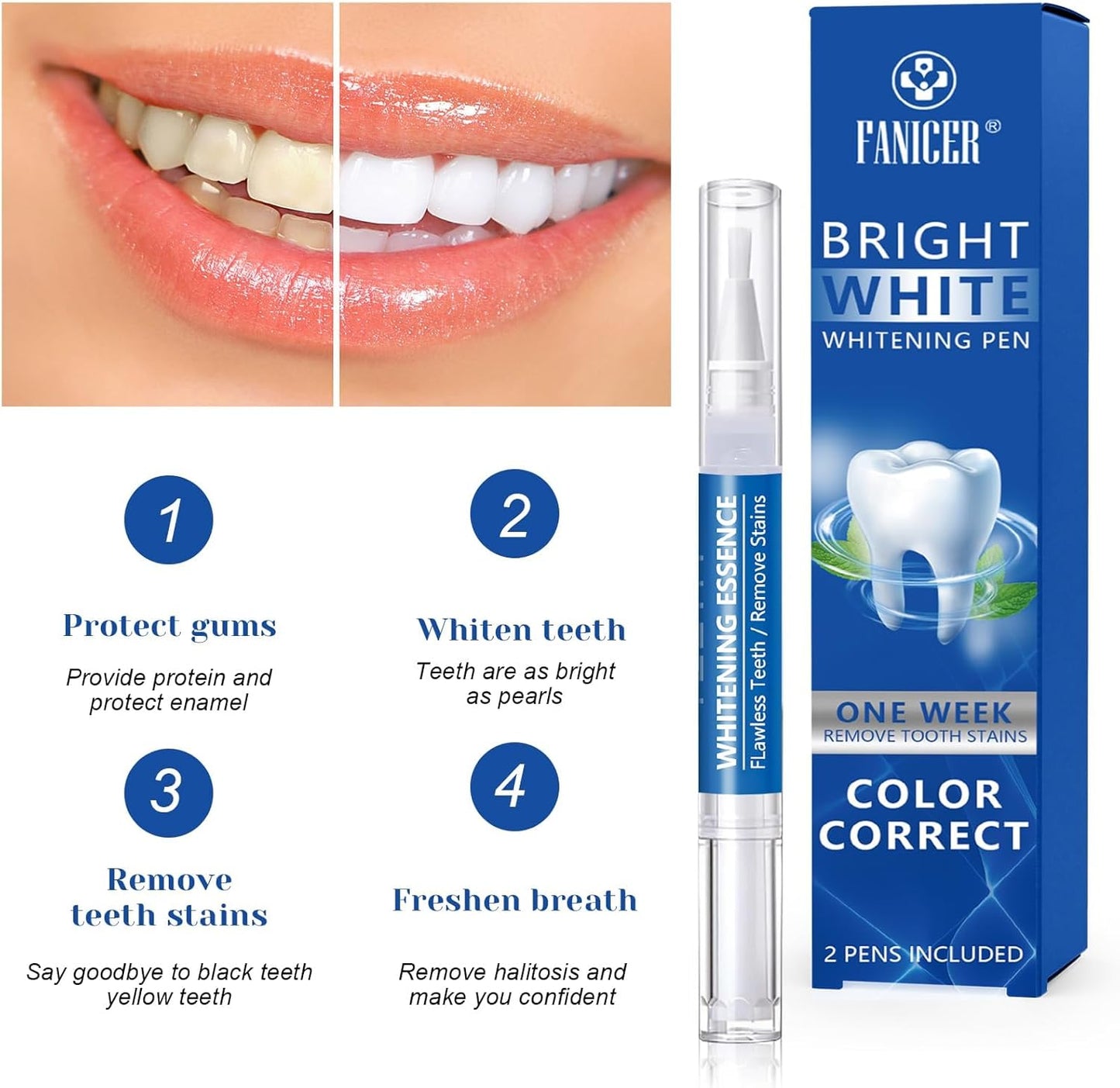 2 Pcs Teeth Whitening Pen - Gentle, Fast & Effective Tooth Stain Removal