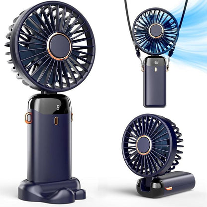 Summer Gift-Koonie Portable Handheld Fan, Battery Operated Fan with Base, 8 Hours, Digital Display, 5 Speeds, 90° Ajustable, Rechargeable Mini Fan for Outdoor Indoor