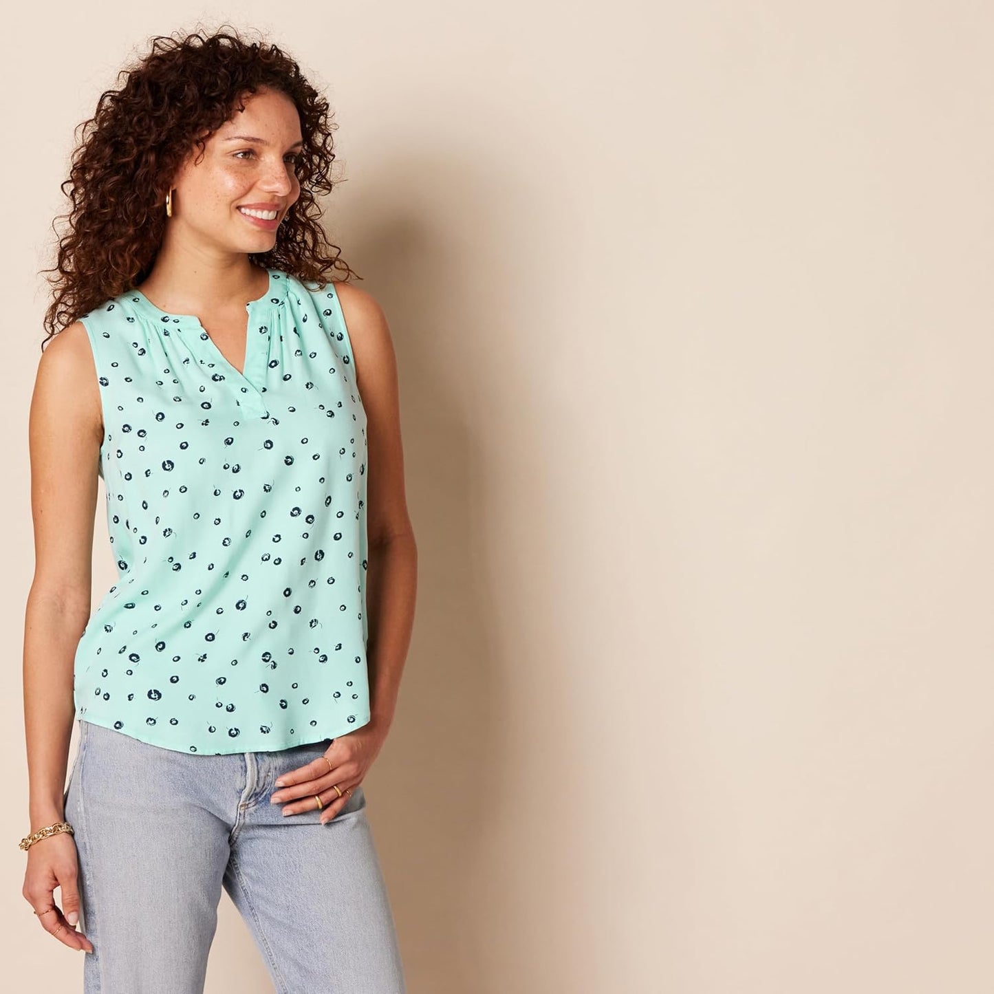 Women'S Sleeveless Woven Shirt