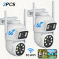 1/2/4pcs Dual Lens Wireless Security Camera - PTZ Outdoor Home Surveillance, 2.4G/5G WiFi, Color Night Vision, Auto Tracking, 360° View, Human Detection, 2-Way Talk,, Smart Phone App Control, Outdoor Security Camera | Dual L