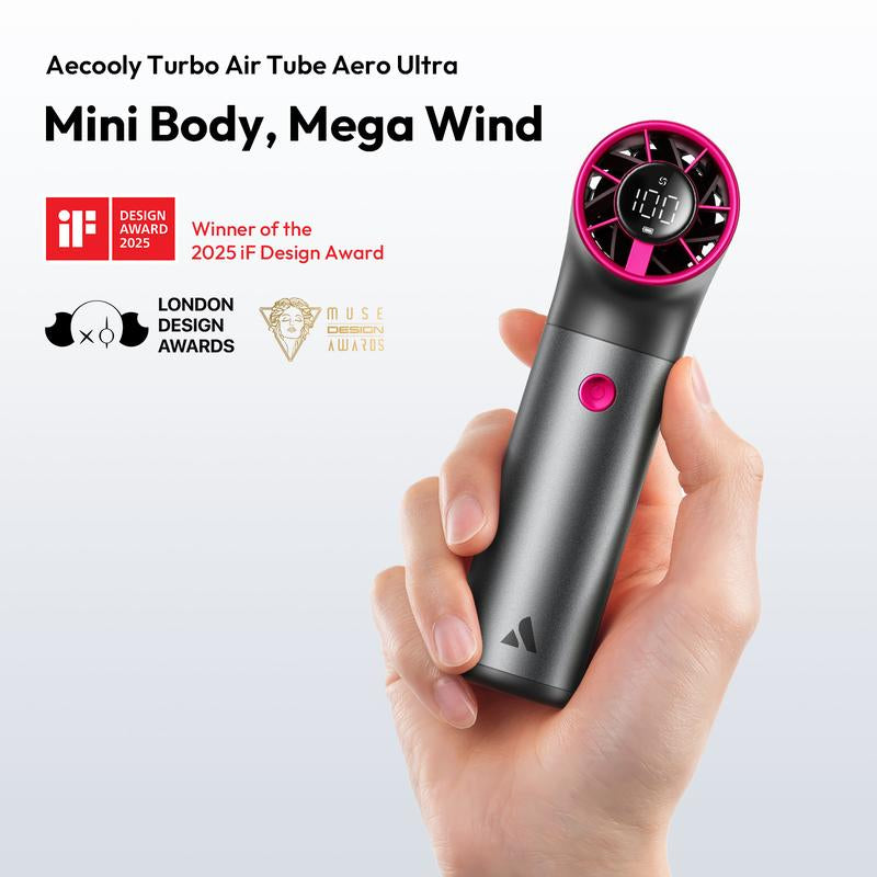 【Outdoorfun】 Aecooly Portable Handheld Fan, Powerful Turbo Mini Fan, 19000 RPM High Speed Aero Ultra, 15H Max Cooling Time, 7 Speeds Aluminum Case, Pocket Rechargeable Personal Small Travel Gifts for Women