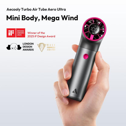 【Outdoorfun】 Aecooly Portable Handheld Fan, Powerful Turbo Mini Fan, 19000 RPM High Speed Aero Ultra, 15H Max Cooling Time, 7 Speeds Aluminum Case, Pocket Rechargeable Personal Small Travel Gifts for Women