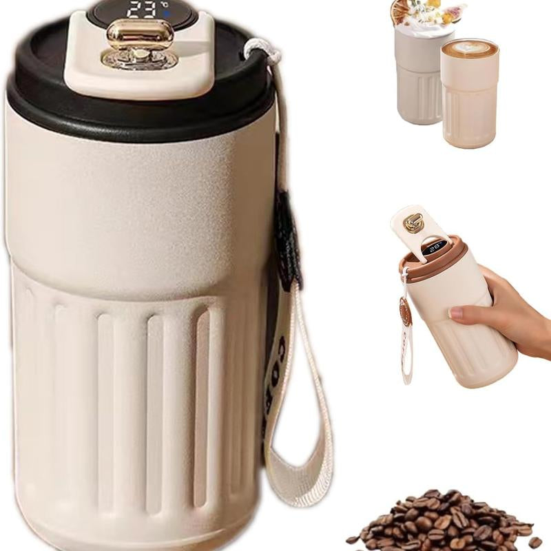 316 Stainless Steel Travel Mug with Temperature Indicator, Perfect for All Seasons, Ideal Gift for Camping, School, Traveling