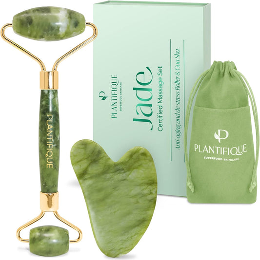 Jade Roller & Gua Sha Set – Face Massager & Natural Stone Beauty Tool for Skincare – Anti-Aging Gift for Women & Men