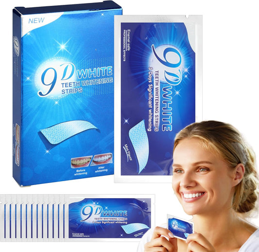 9D Teeth Whitening Strips, 28Pcs Premium Safe Non Sensitive Tooth Whitening Kits, 14 Set Peroxide Free Reduced Sensitivity Effective Mild Teeth Whitening Strips for Removing Coffee Smoking Tea Stains