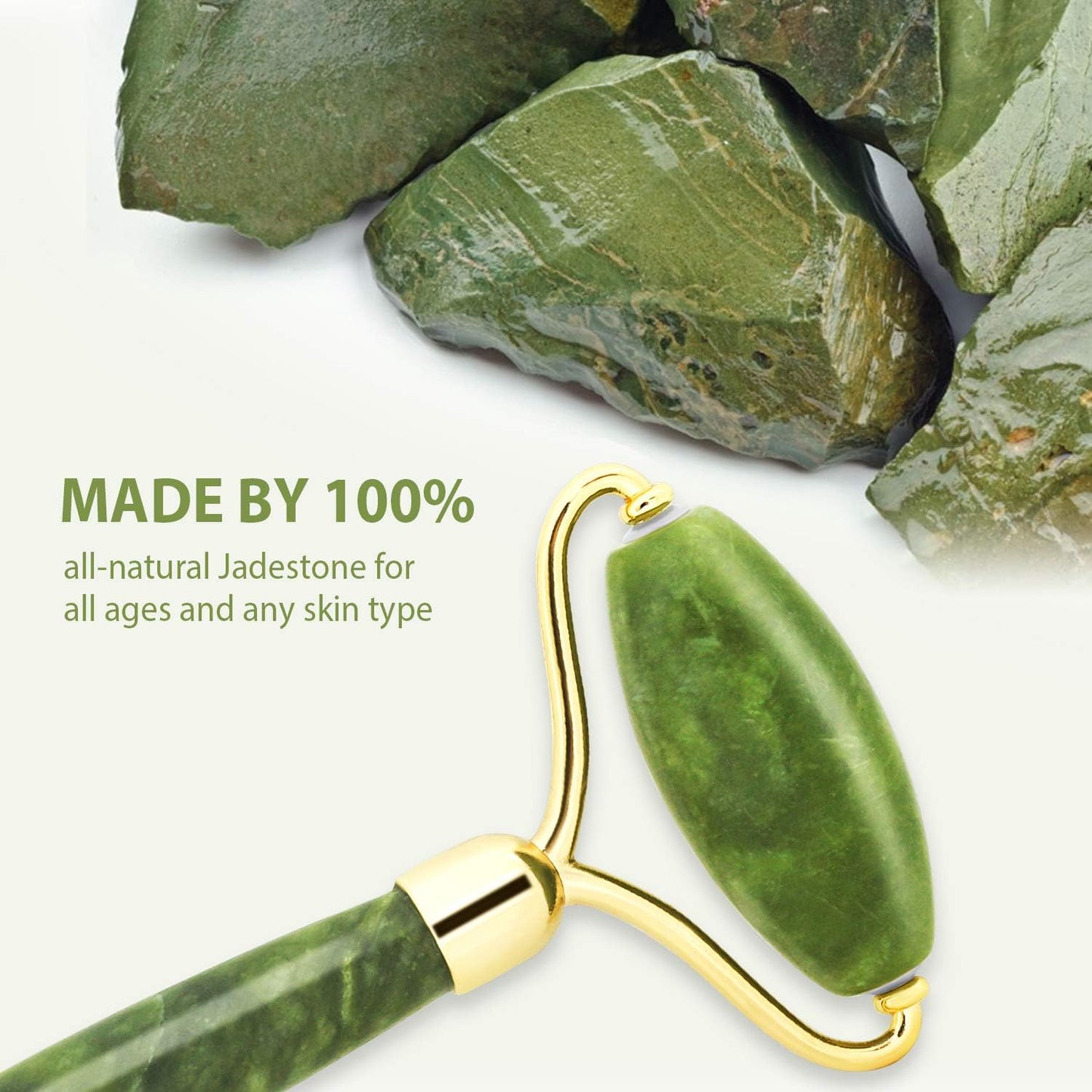 Gua Sha Jade Roller Set, Face Roller, Face Massager Jade Stone Facial Roller for Eye Puffiness Treatment, Skin Tightening, Rejuvenate Face & Neck (Green)