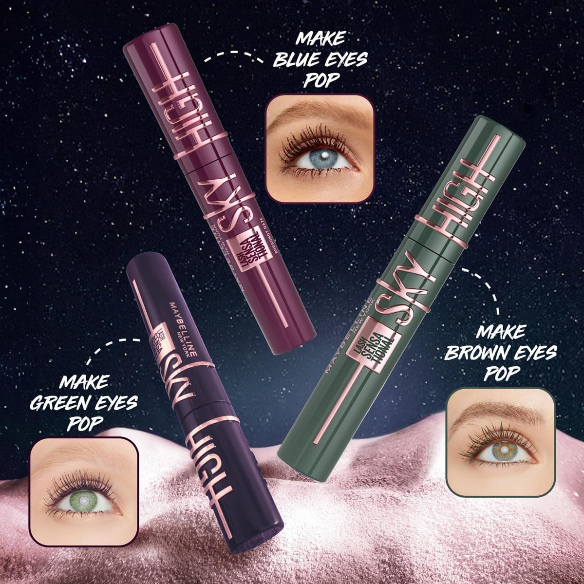 New York Lash Sensational Sky High Mascara, Volumising & Lengthening Mascara, Washable Flake-Free Formula Infused with Bamboo Extract & Fibres, 7 Ml, Shade: 01, Very Black