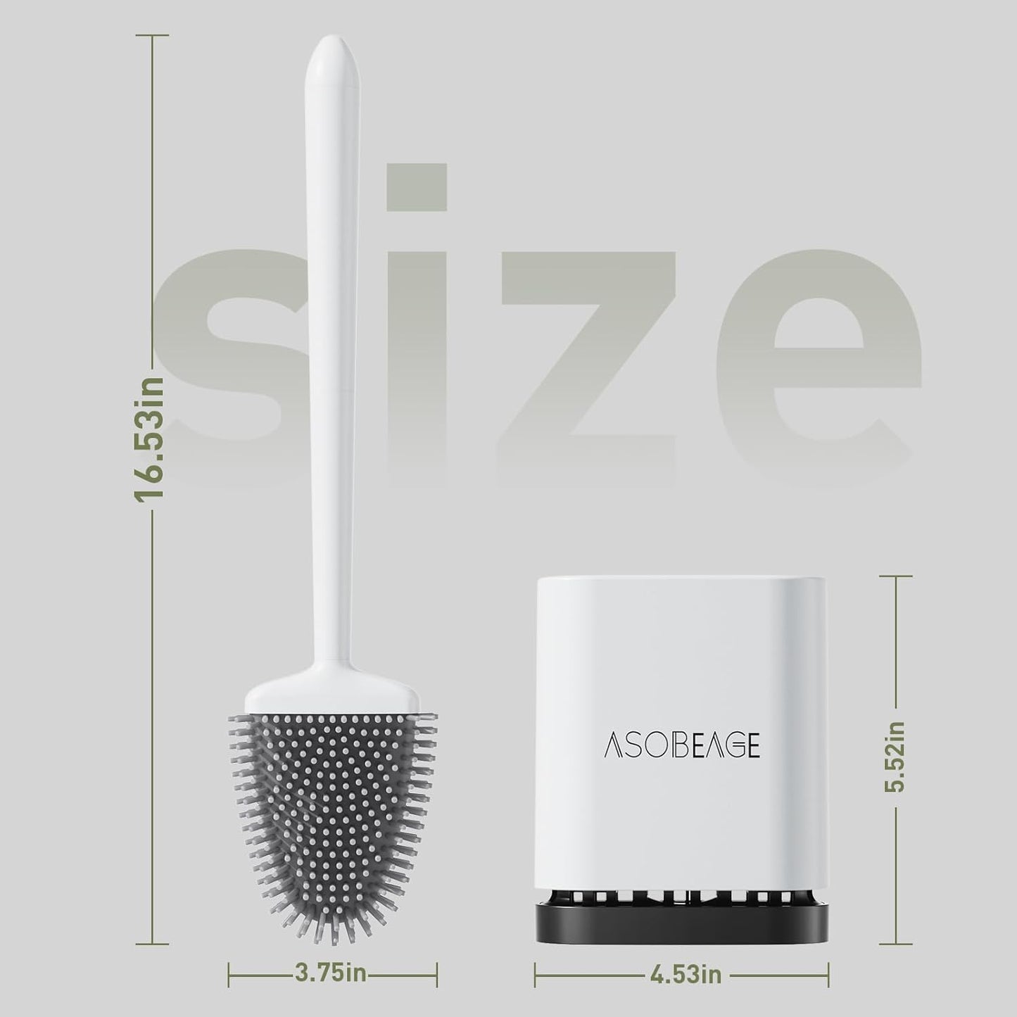 Silicone Toilet Brush: Flexible Head, Long Handle, Wall-Mounted, Quick-Drying Holder for Bathroom Clean (White)