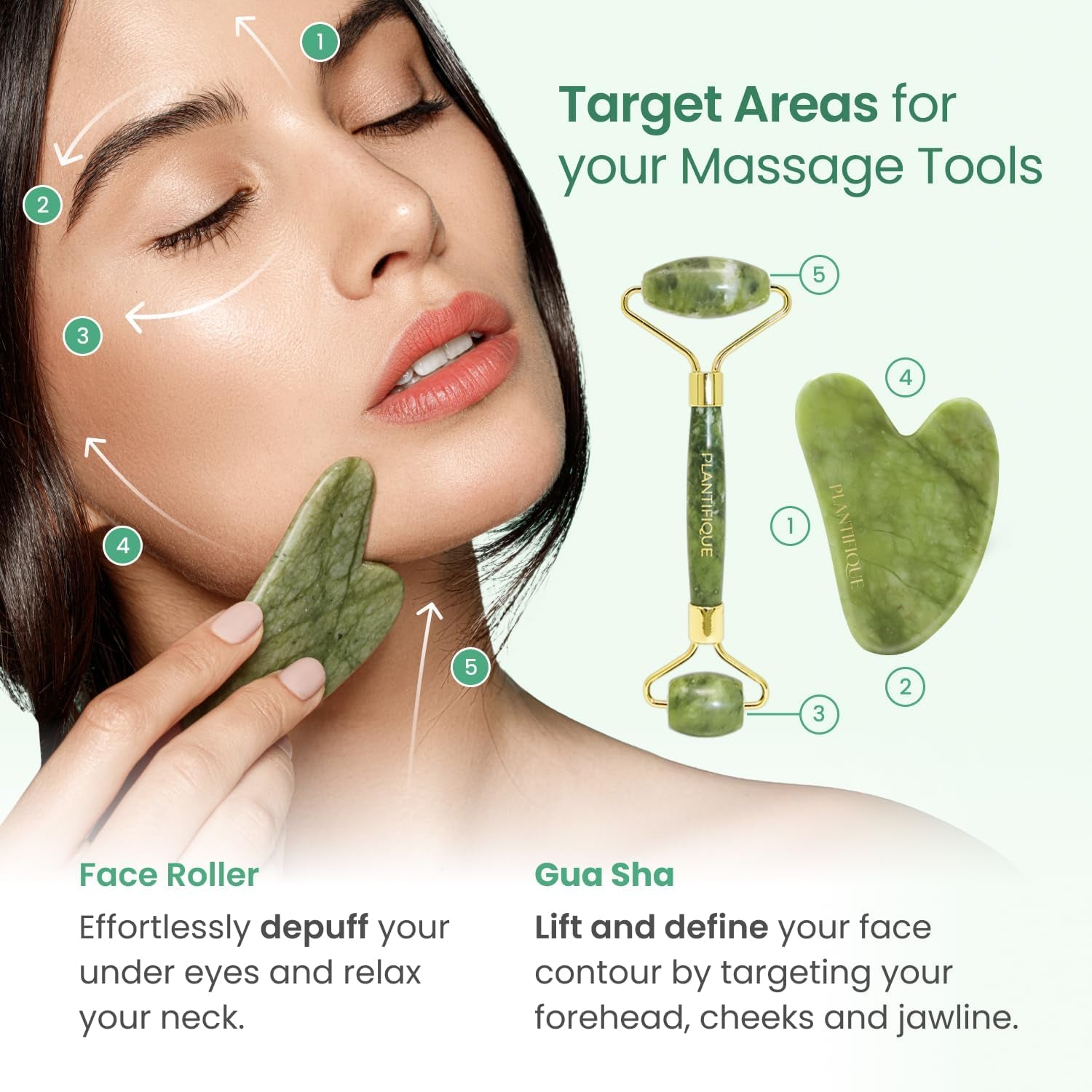 Jade Roller & Gua Sha Set – Face Massager & Natural Stone Beauty Tool for Skincare – Anti-Aging Gift for Women & Men