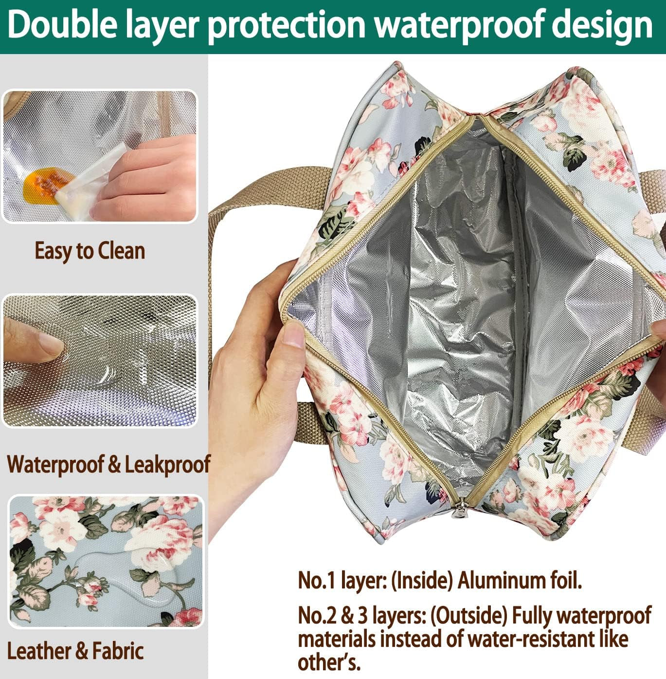 Full Size Toiletry Bag Hand-Held Large Cosmetic Bag Travel Makeup Bag Portable Large Wash Bag Waterproof Toiletry Kit Organizer for Women & Girl (Blue Rose)