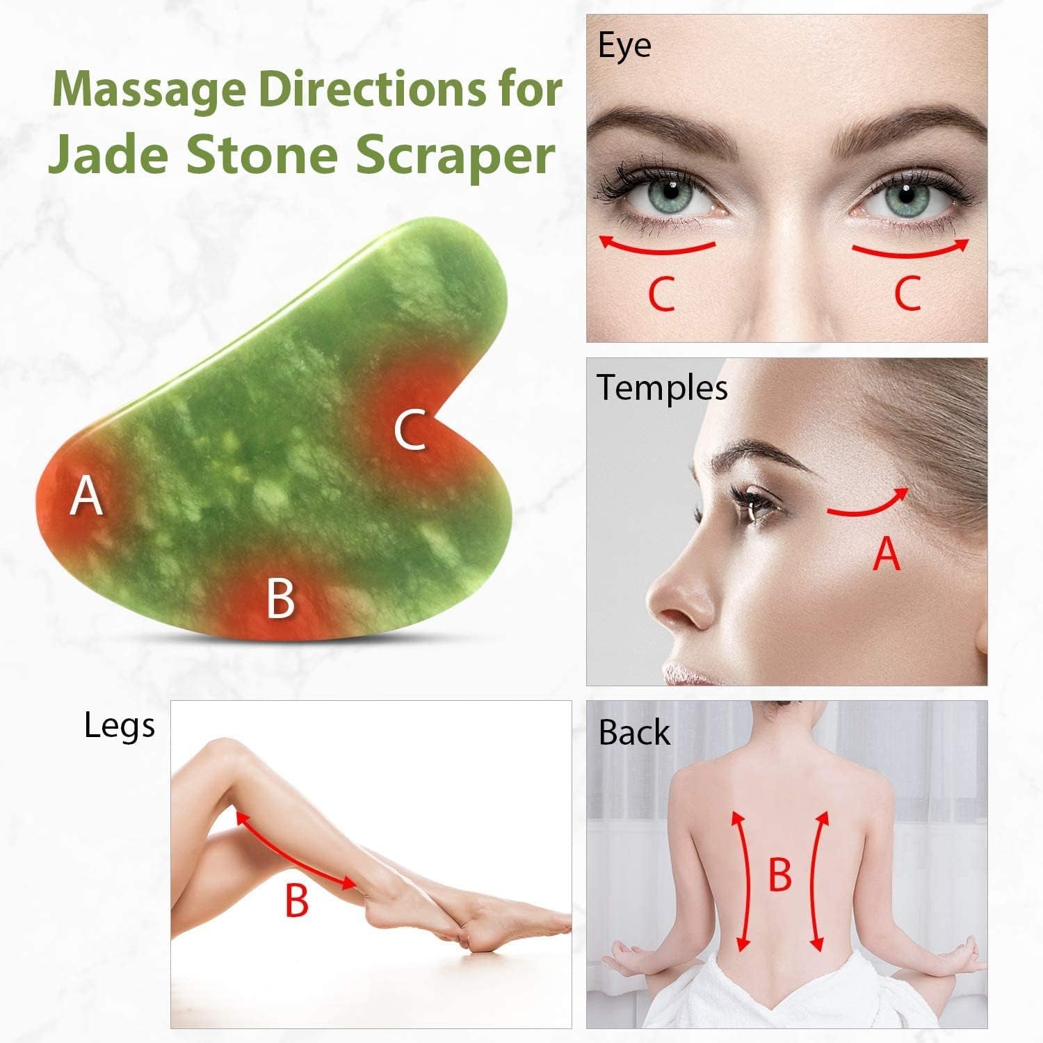 Gua Sha Jade Roller Set, Face Roller, Face Massager Jade Stone Facial Roller for Eye Puffiness Treatment, Skin Tightening, Rejuvenate Face & Neck (Green)